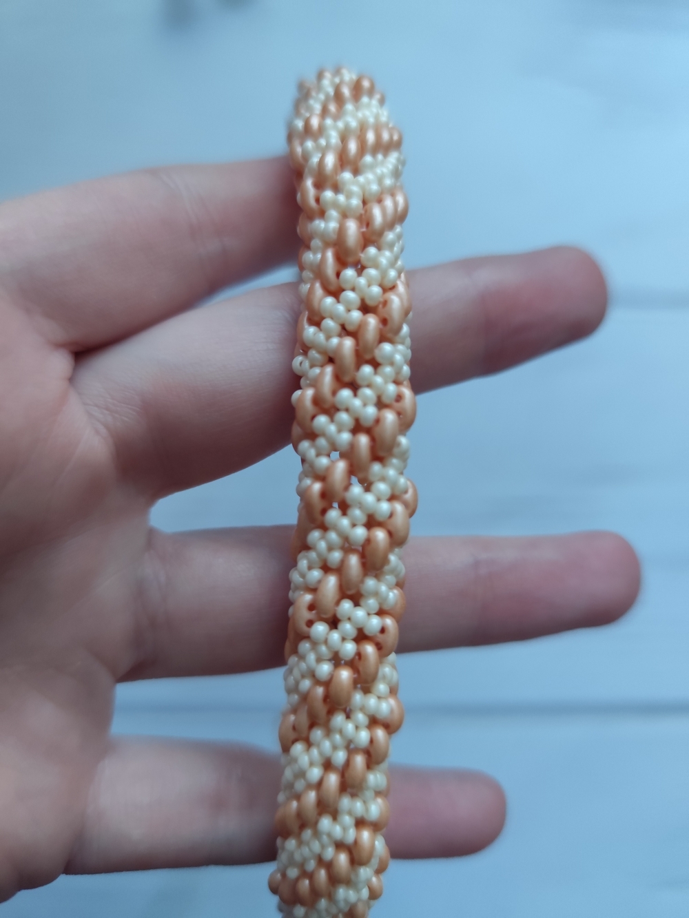 Delicate Peach Beaded Rope Necklace - Picture 5 of 7